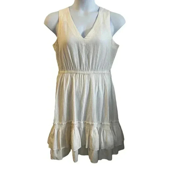Calvin Klein white ruffled sleeveless sundress est size XL missing size tag - Picture 2 of 11